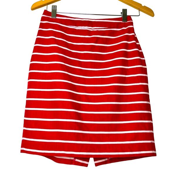 Banana Republic Factory Red & White Striped Pencil Skirt Women’s  Size 0 - Picture 1 of 10